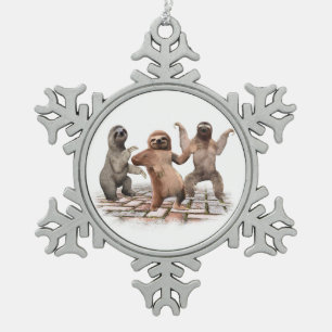 Sloths Dancing Funny Cute Gifts For Animal Lovers Snowflake Pewter Christmas Ornament