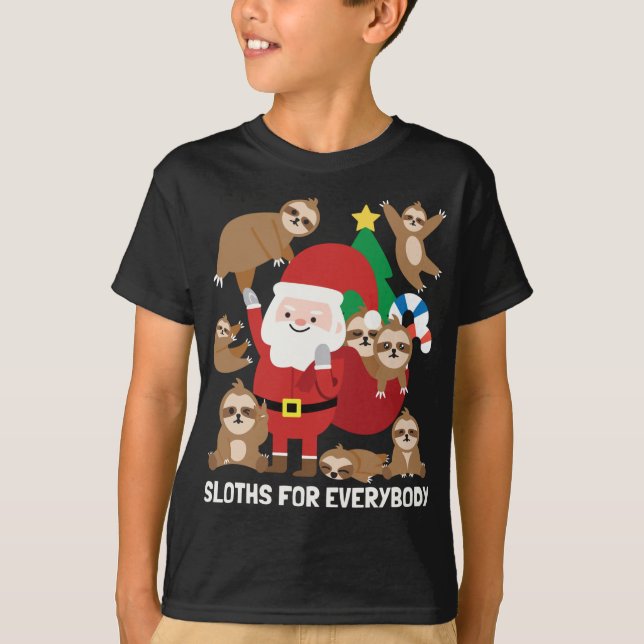 Sloths For Everybody Funny Cute Winter Christmas G T-Shirt (Front)
