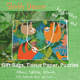 Sloths Hanging out in Trees  Large Gift Bag