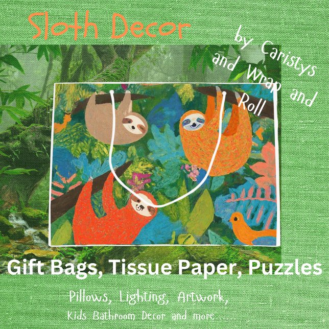 Sloths Hanging out in Trees  Large Gift Bag (Creator Uploaded)