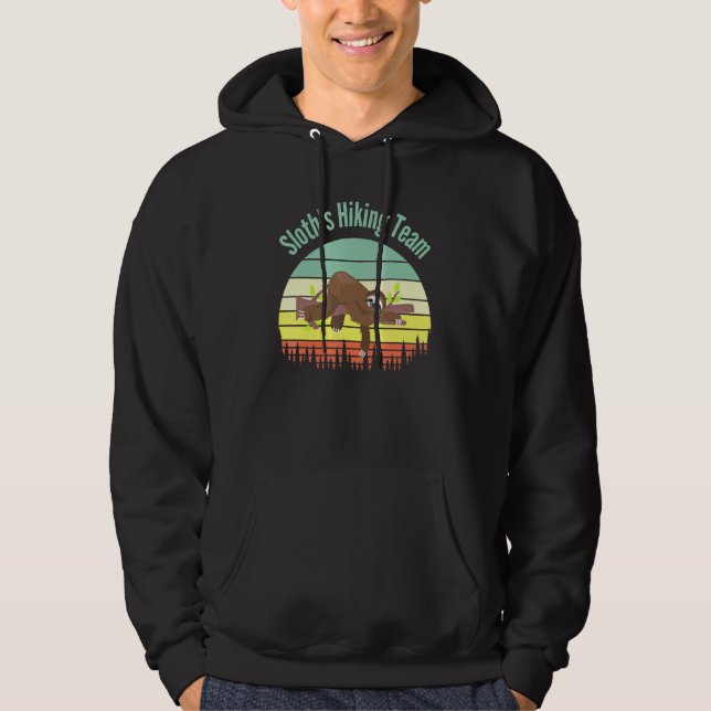 Sloths Hiking Team Retro Sunset Hoodie (Front)