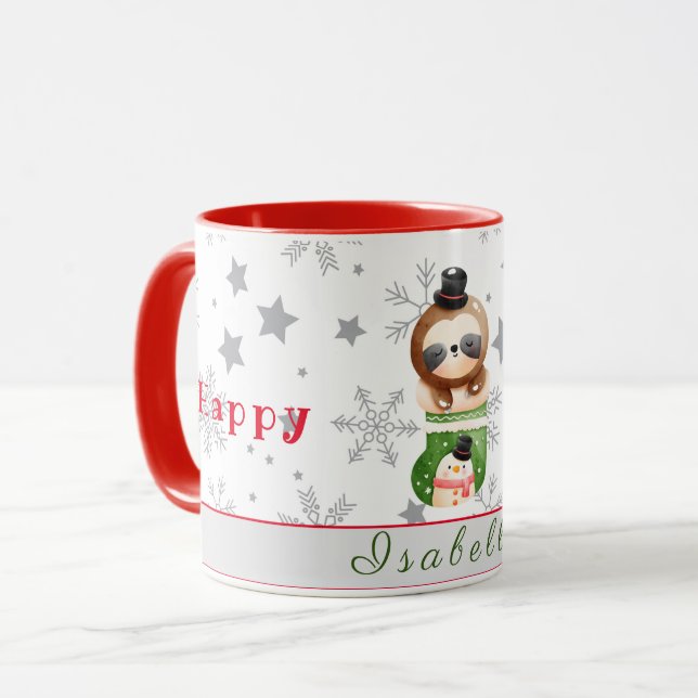 Sloths Holidays Customise Text and Name Mug (Front Left)
