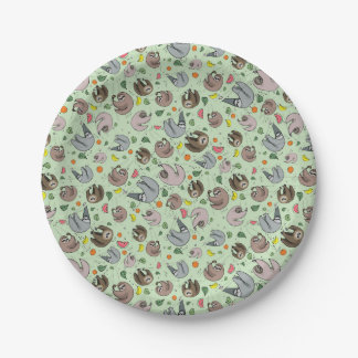 Sloths in Green Paper Plate