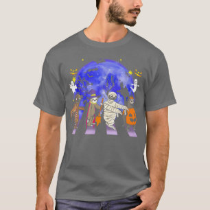 Sloths In Halloween Costumes Blue Moon Road Crossi T-Shirt