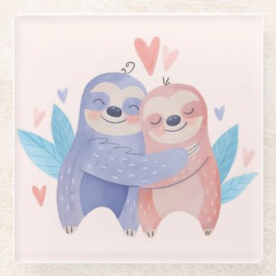 Sloths in Love Glass Coaster