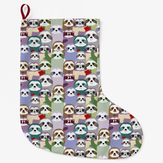 Sloths Large Christmas Stocking (Front)