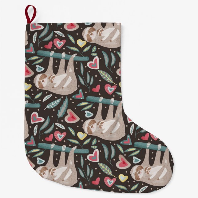 Sloths Large Christmas Stocking (Front)