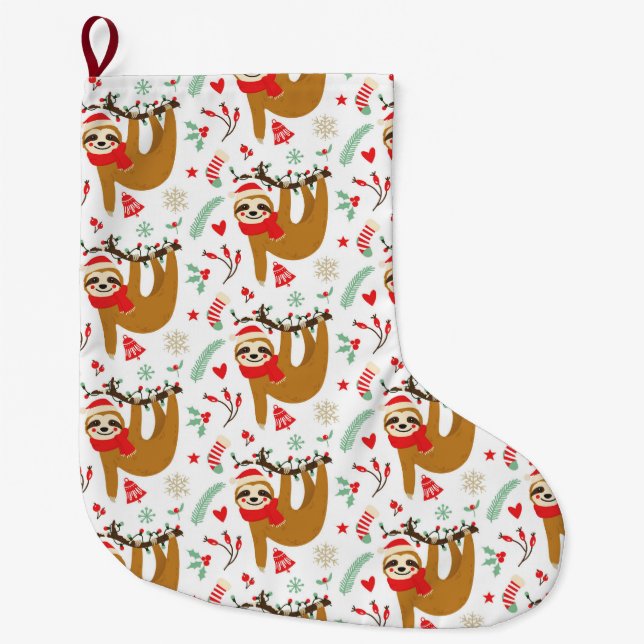 Sloths Large Christmas Stocking (Front)