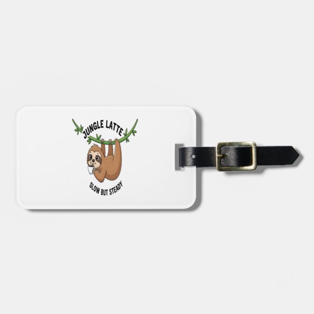 Sloth's Morning Coffee Luggage Tag (Front Horizontal)
