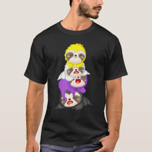 Sloths & Non Binary Flag Agender Genderqueer Pride T-Shirt