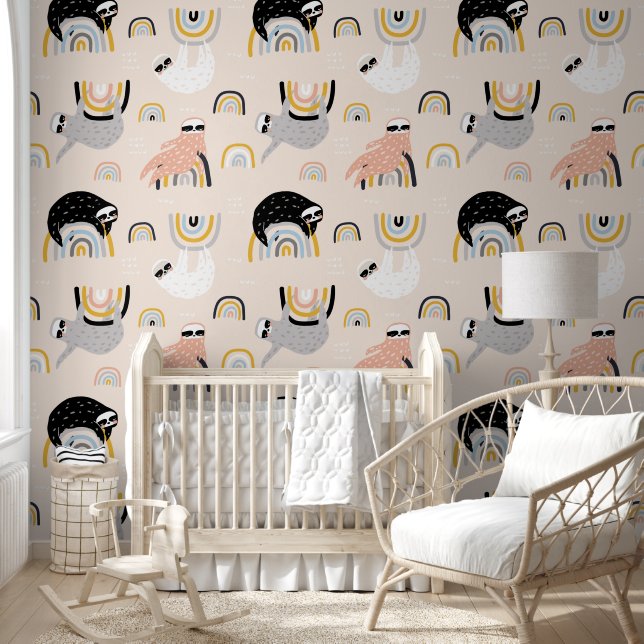 Sloths on rainbows wallpaper (Kids)