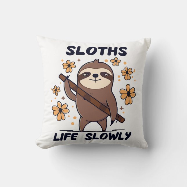 Sloths Taking Life Slowly Cushion (Front)