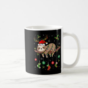Sloths Xmas Lighting Reindeer Santa Hat Sloth Chri Coffee Mug
