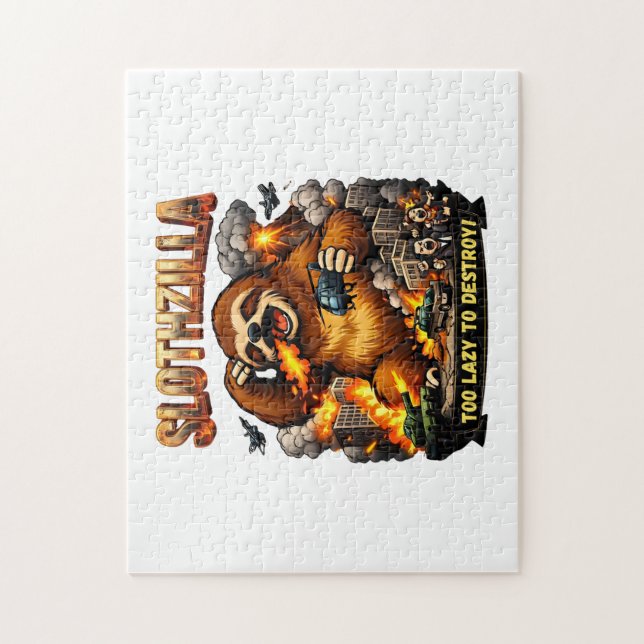 Slothzilla Too Lazy to Destroy,Funny Kaiju Monster Jigsaw Puzzle (Vertical)