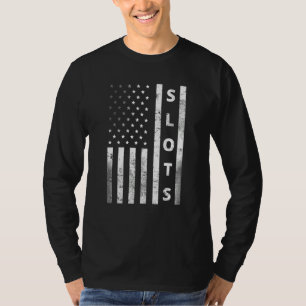 Slots Vintage US Flag Slot Machine Gambling Casino T-Shirt