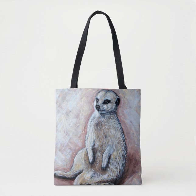 Slouchy Meerkat Painting Tote Bag (Front)