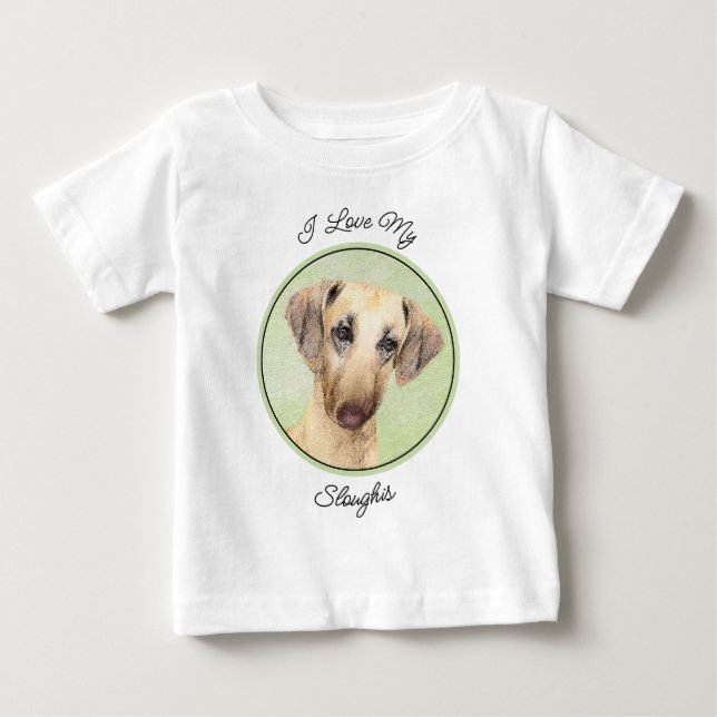 Sloughis Painting - Cute Original Dog Art Baby T-Shirt (Front)