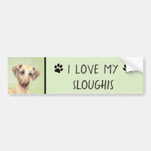 Sloughis Painting - Cute Original Dog Art Bumper Sticker