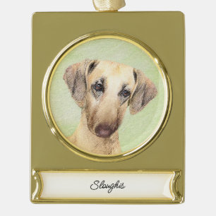 Sloughis Painting - Cute Original Dog Art Gold Pla Plated Banner Ornament