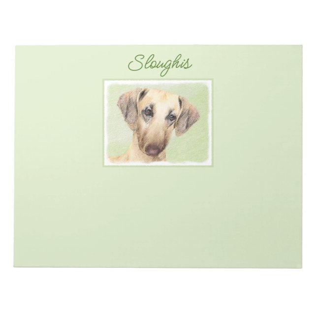 Sloughis Painting - Cute Original Dog Art Notepad (Front)