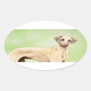 Sloughis Painting - Cute Original Dog Art Oval Sticker