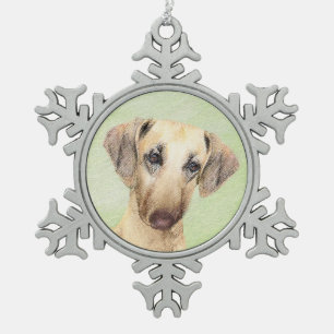Sloughis Painting - Cute Original Dog Art Snowflake Pewter Christmas Ornament