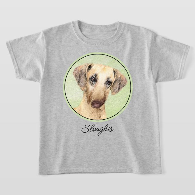 Sloughis Painting - Cute Original Dog Art T-Shirt (Laydown)