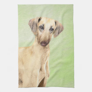 Sloughis Painting - Cute Original Dog Art Tea Towel