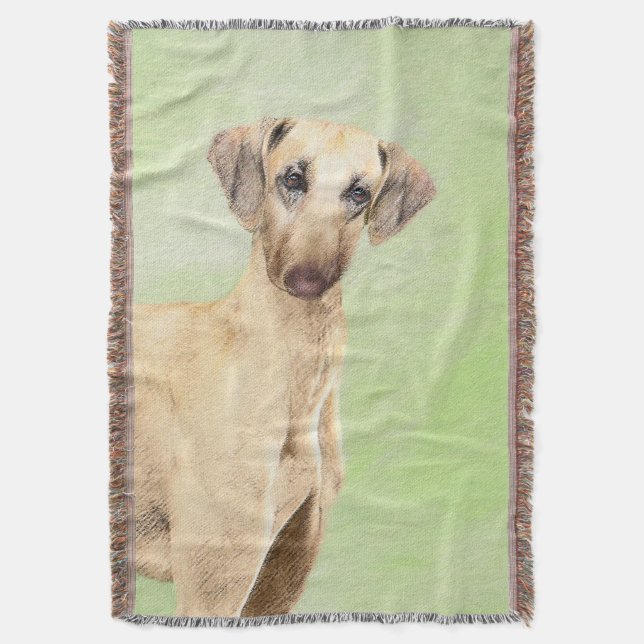 Sloughis Painting - Cute Original Dog Art Throw Blanket (Front Vertical)