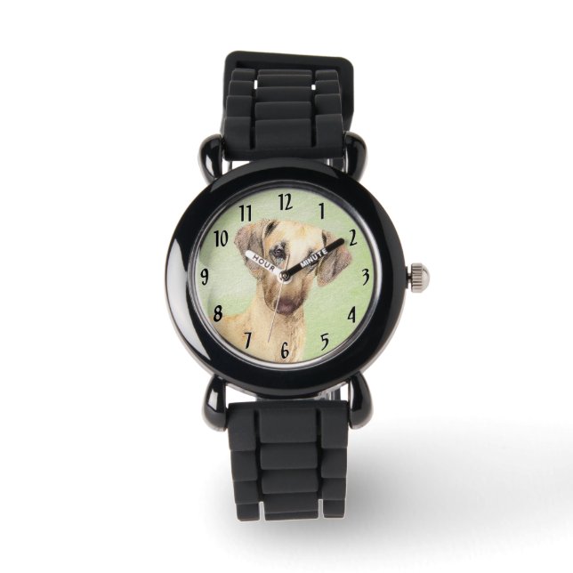 Sloughis Painting - Cute Original Dog Art Watch (Front)