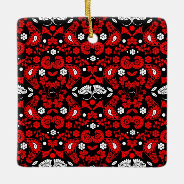 Slovak Country Folk Art Ceramic Ornament (Front)