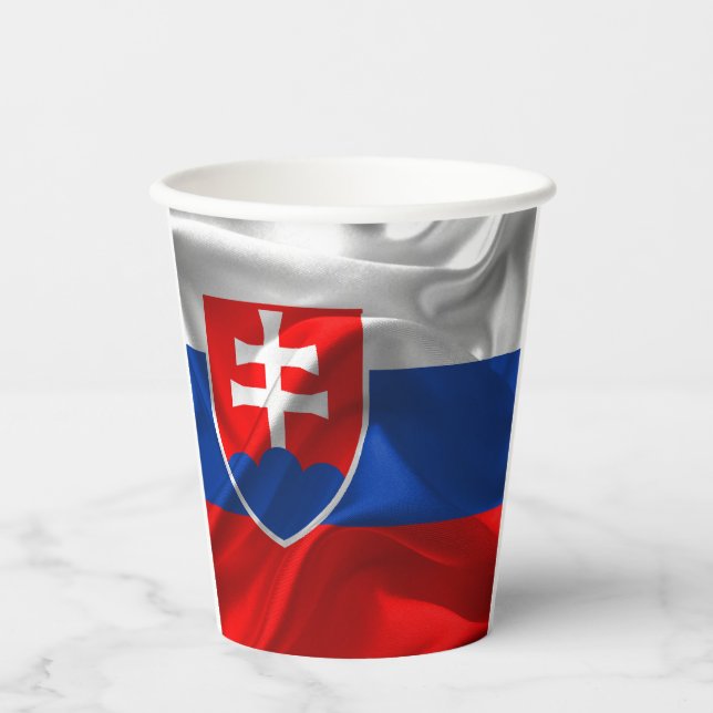 Slovak flag-coat arms paper cups (Front)