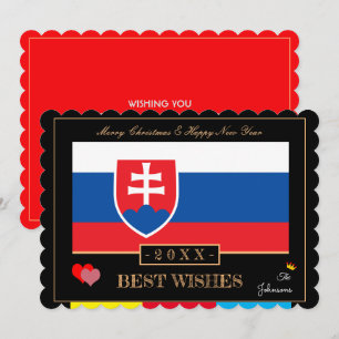 Slovak Flag & Happy New Year/Best Wishes Slovakia Holiday Card