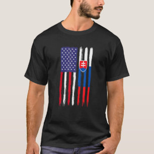 Slovak Roots Half American Flag Patriotic Slovak T-Shirt