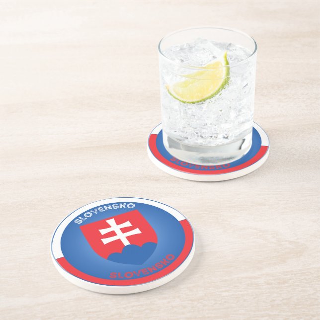 Slovakia Coat of Arms Circle Shape  Coaster (Side)