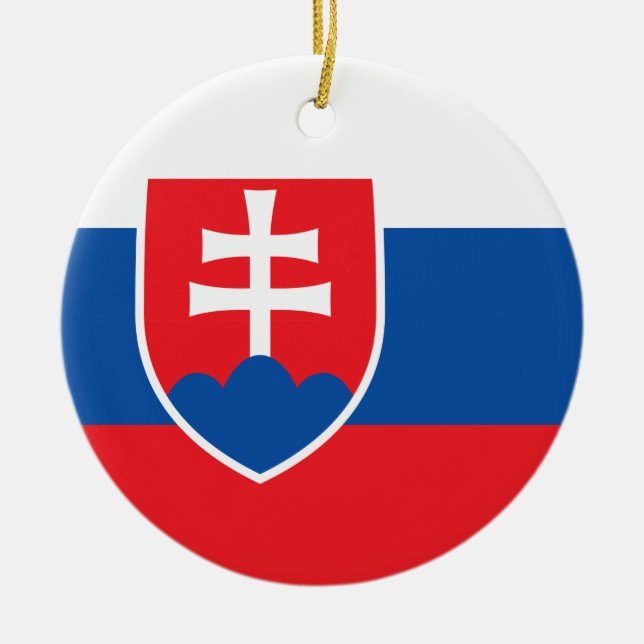 Slovakia Flag Ceramic Tree Decoration (Front)