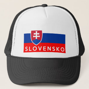 slovakia flag country slovensko text name trucker hat