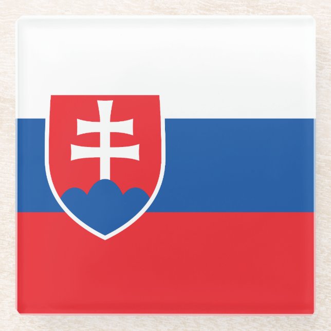 Slovakia Flag Glass Coaster (Front)