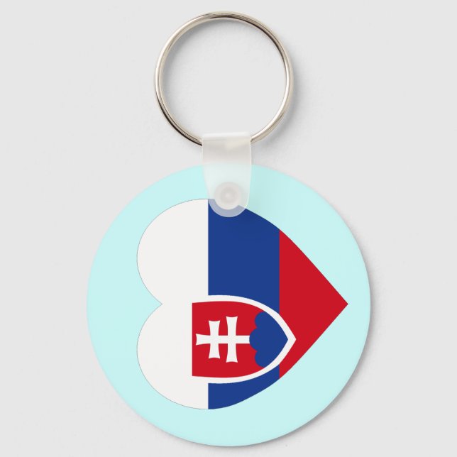 Slovakia Flag Heart Key Ring (Front)