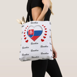 Slovakia Flag & Heart Slovak Flag fashion /sport Tote Bag