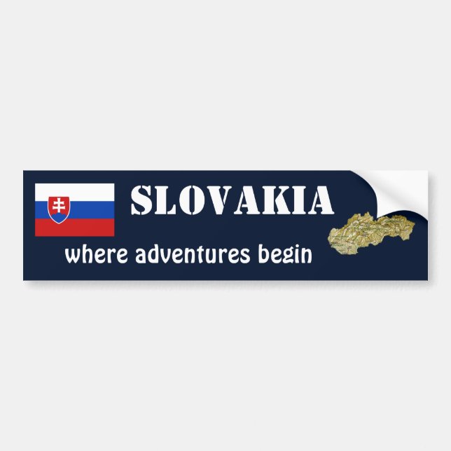 Slovakia Flag + Map Bumper Sticker (Front)