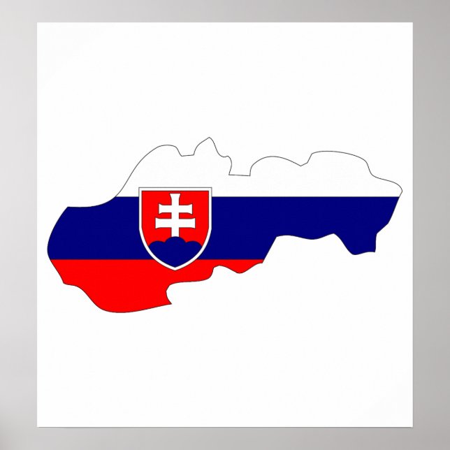 Slovakia Flag Map full size Poster (Front)