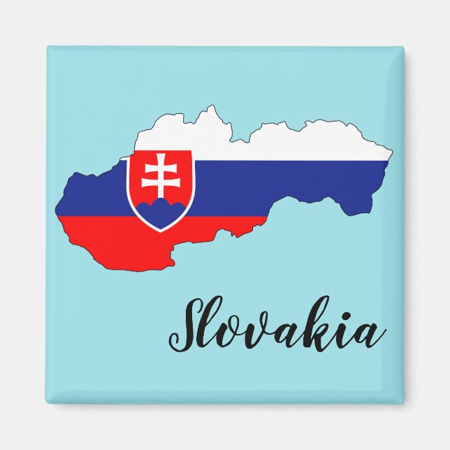 Slovakia Flag Map Magnet (Front)