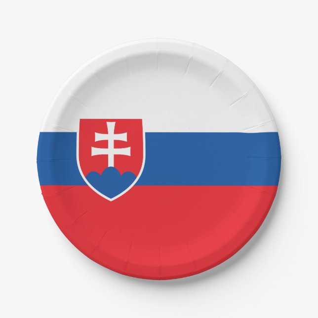 Slovakia Flag Paper Plate (Front)