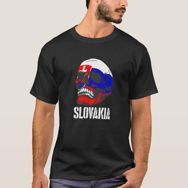 Slovakia Flag Skull Slovak Pride Patriotic  1 T-Shirt (Front)