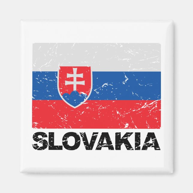 Slovakia Flag Vintage Magnet (Front)