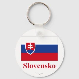 Slovakia Flag with Name in Slovak Key Ring