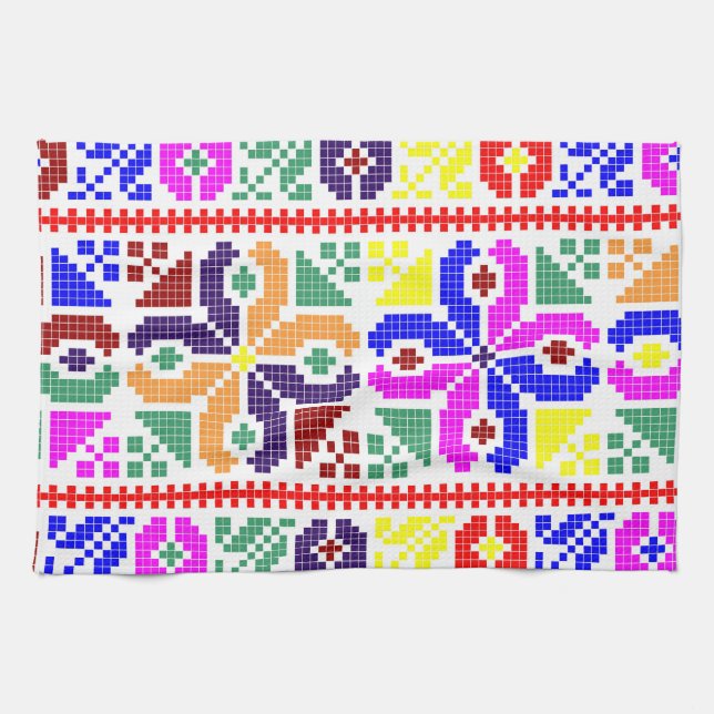 slovakia folk pattern motif traditional ethnic sym tea towel (Horizontal)