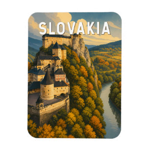 Slovakia Illustration Travel Art Vintage Magnet