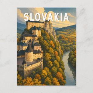 Slovakia Illustration Travel Art Vintage Postcard